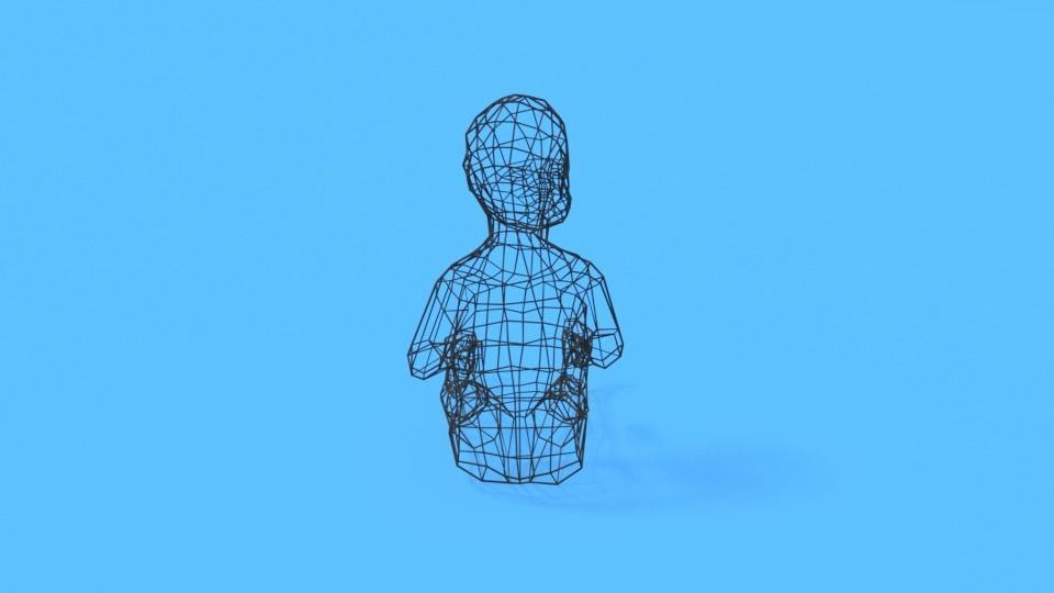 Low Poly Baby Sitting On The Floor Low-poly 3D model_14