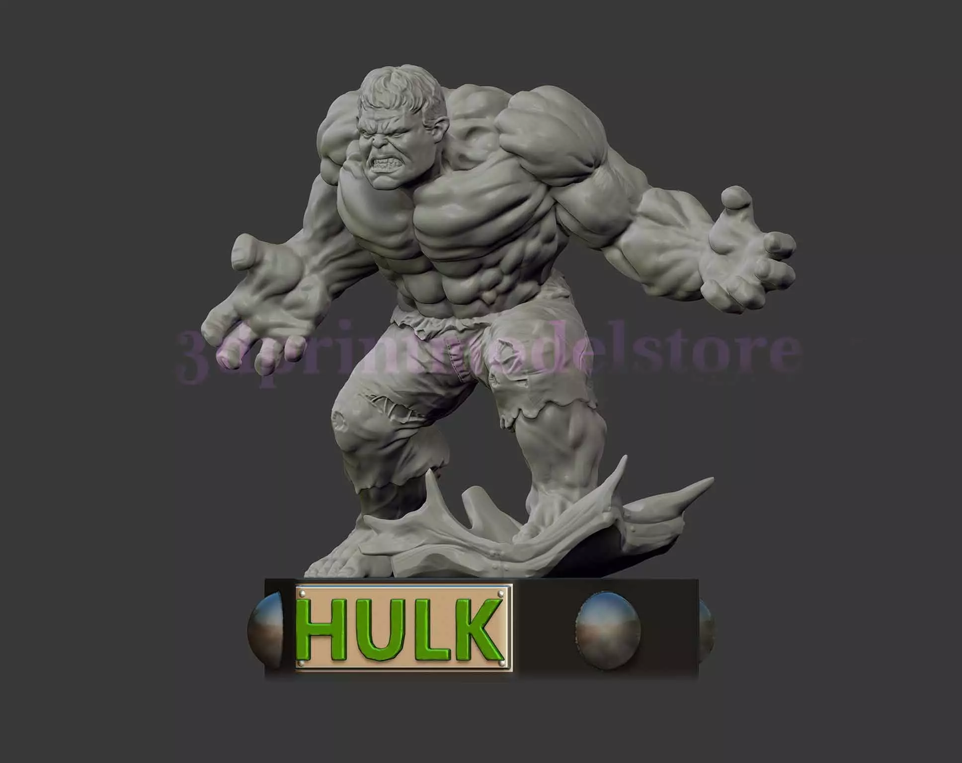 Super Hulk Marvel Statue  3D print model_0
