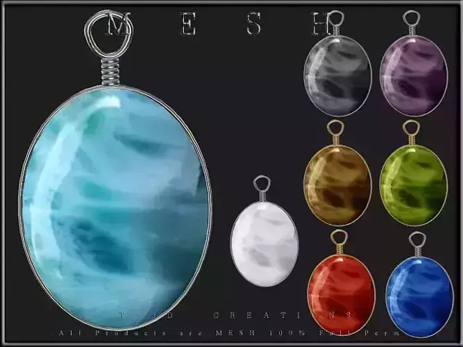 Larimar Stones - 8 Stone Colors - 3 Wire Colors Low-poly 3D model