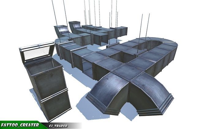 Lowpoly Air Duct Collection Pack 3d model  Low-poly 3D model