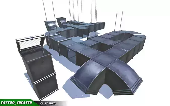 Lowpoly Air Duct Collection Pack 3d model  Low-poly 3D model