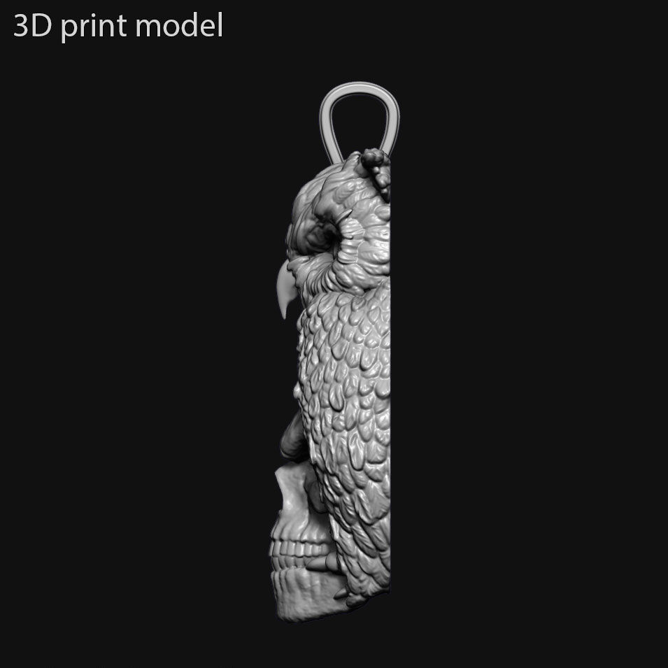 Skull pendant jewelry and owl vol1  3D print model_6