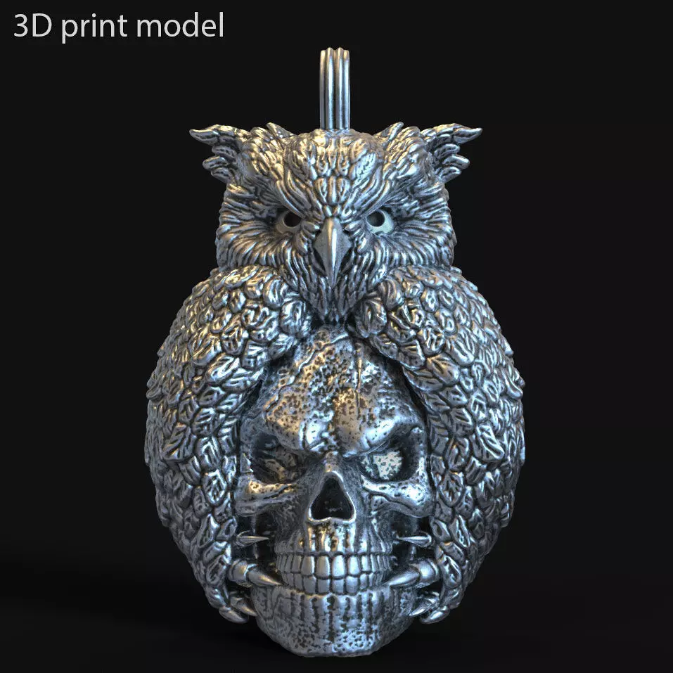 Skull pendant jewelry and owl vol1  3D print model_0