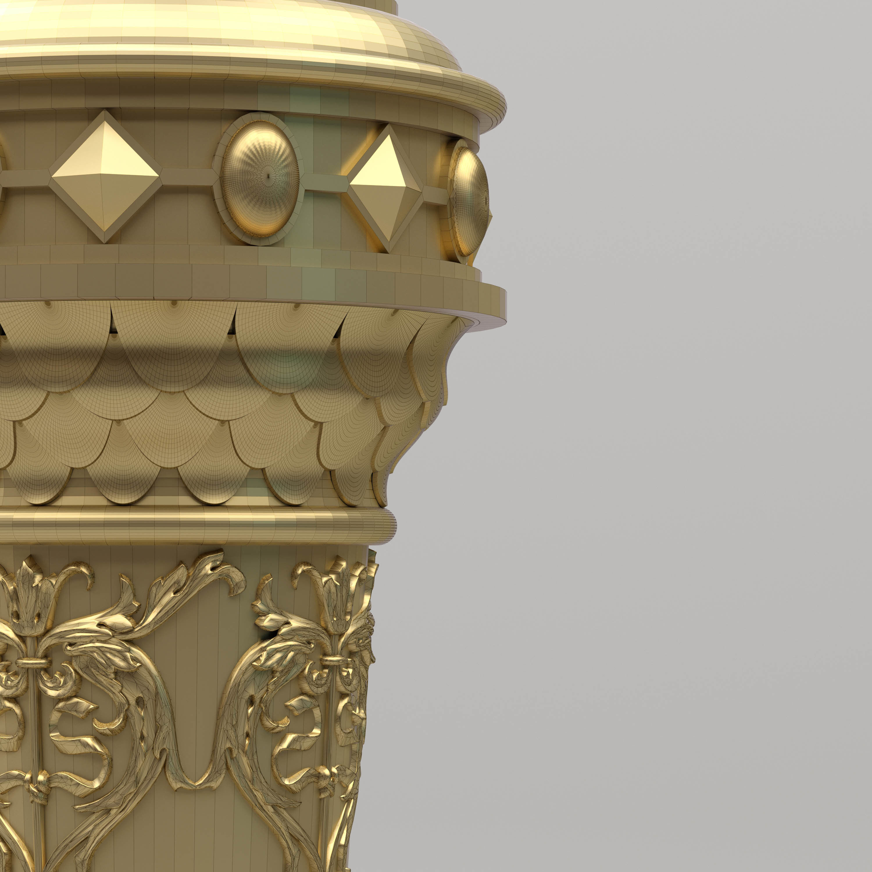 Carved Decorative Column 3D model_1