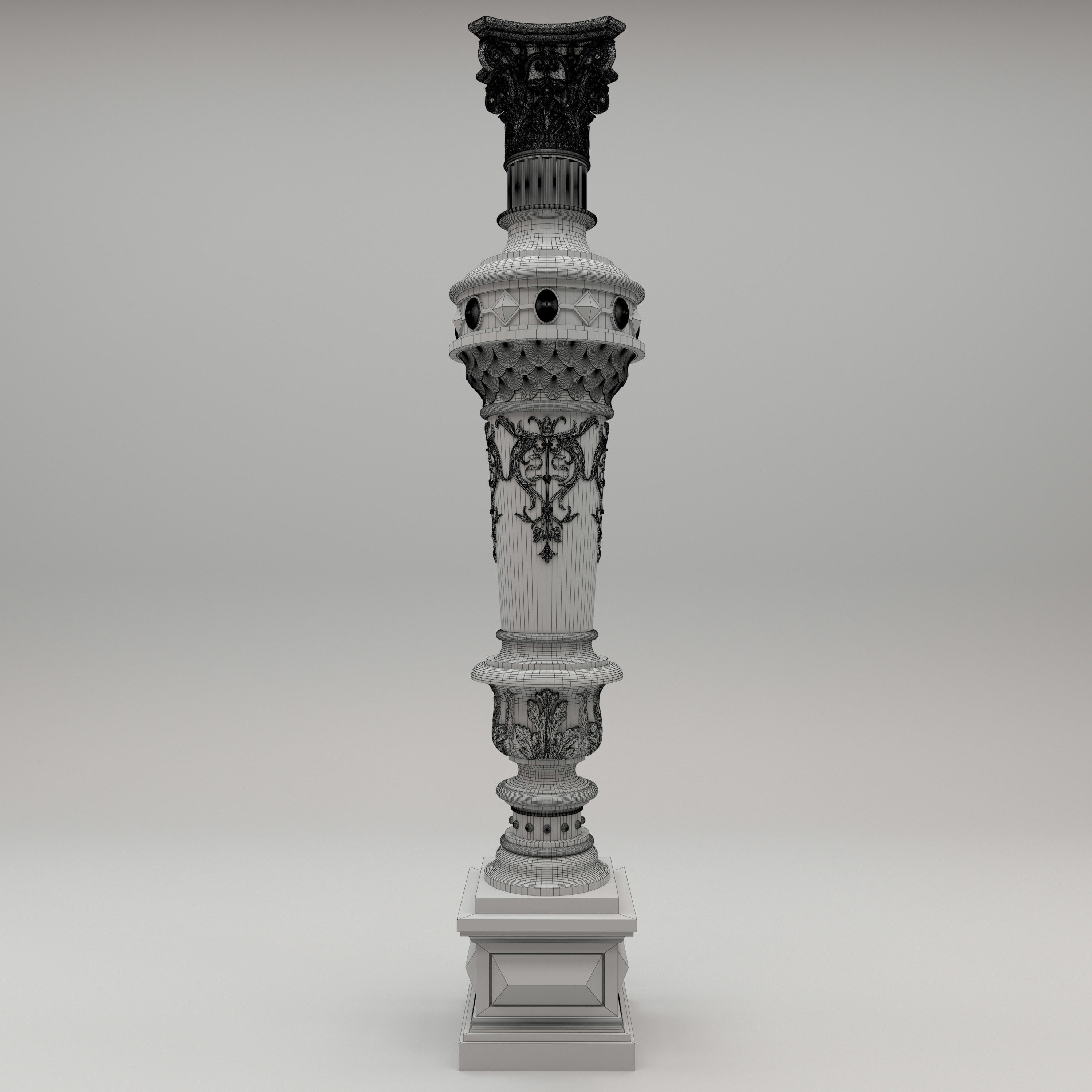 Carved Decorative Column 3D model_3