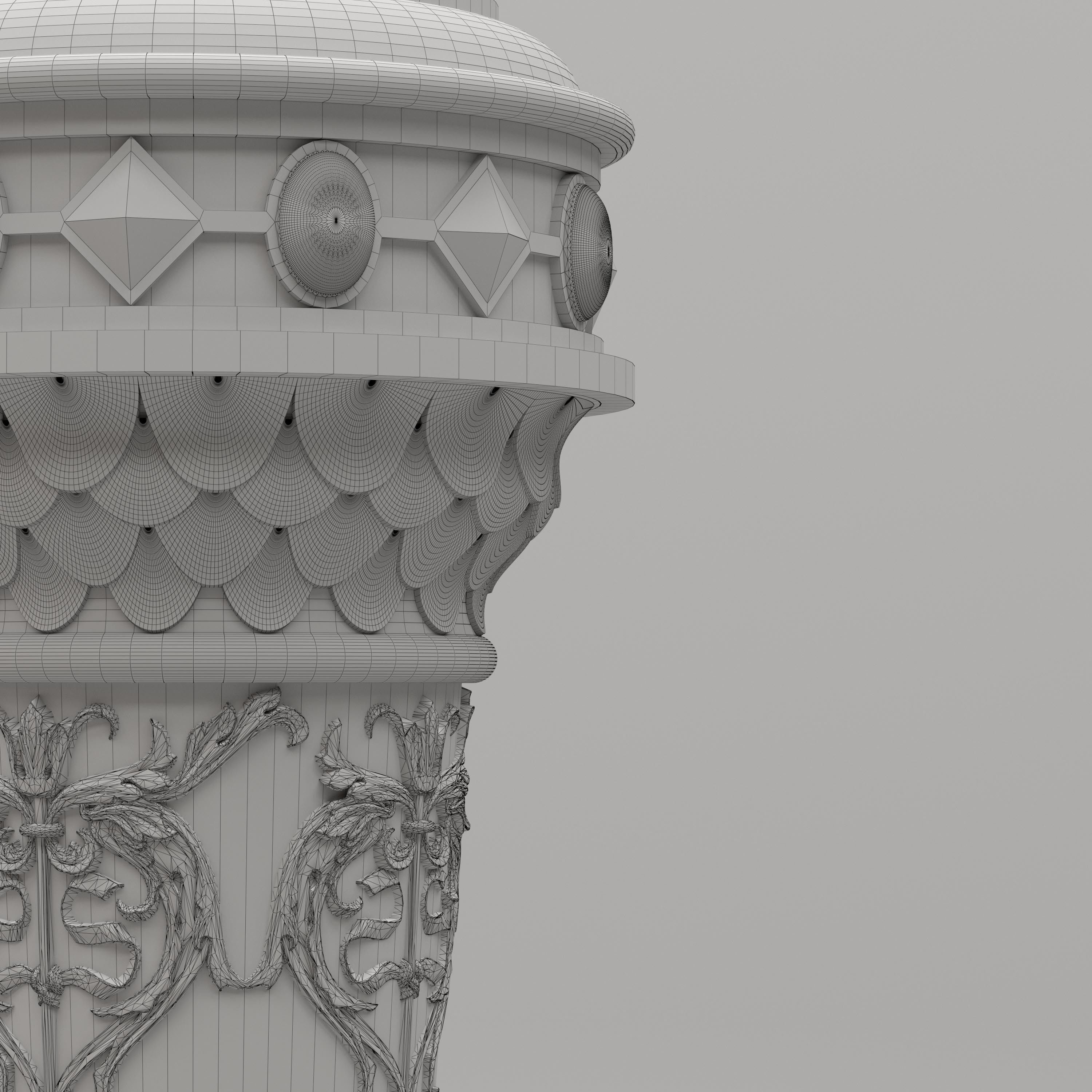 Carved Decorative Column 3D model_4
