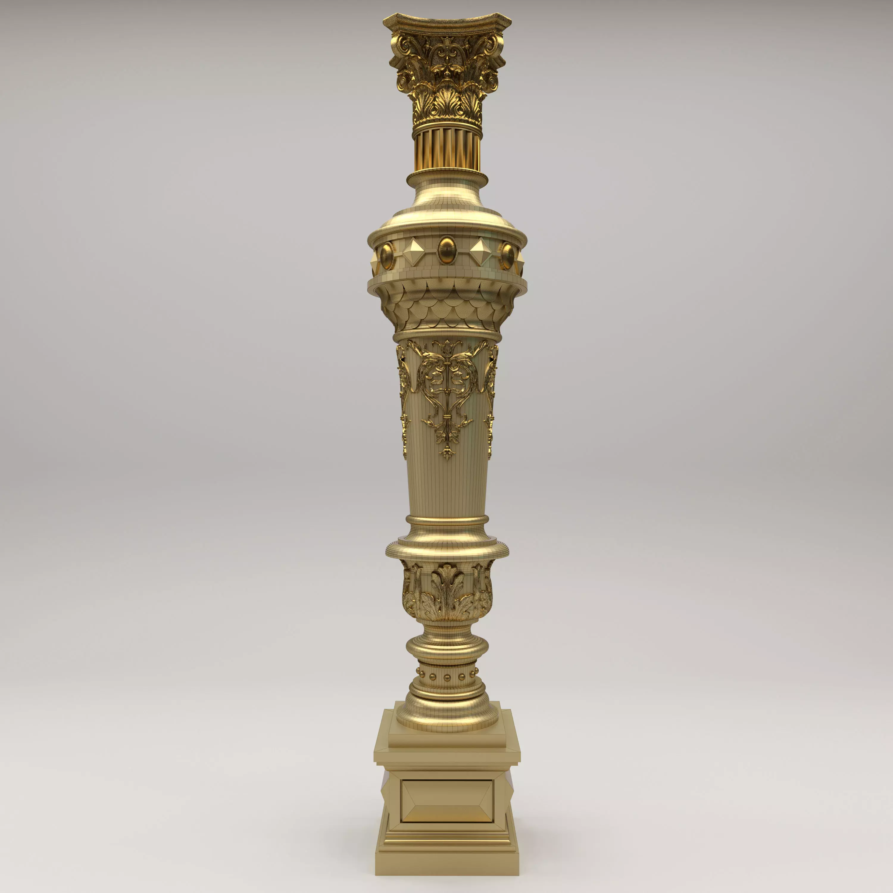 Carved Decorative Column 3D model_0