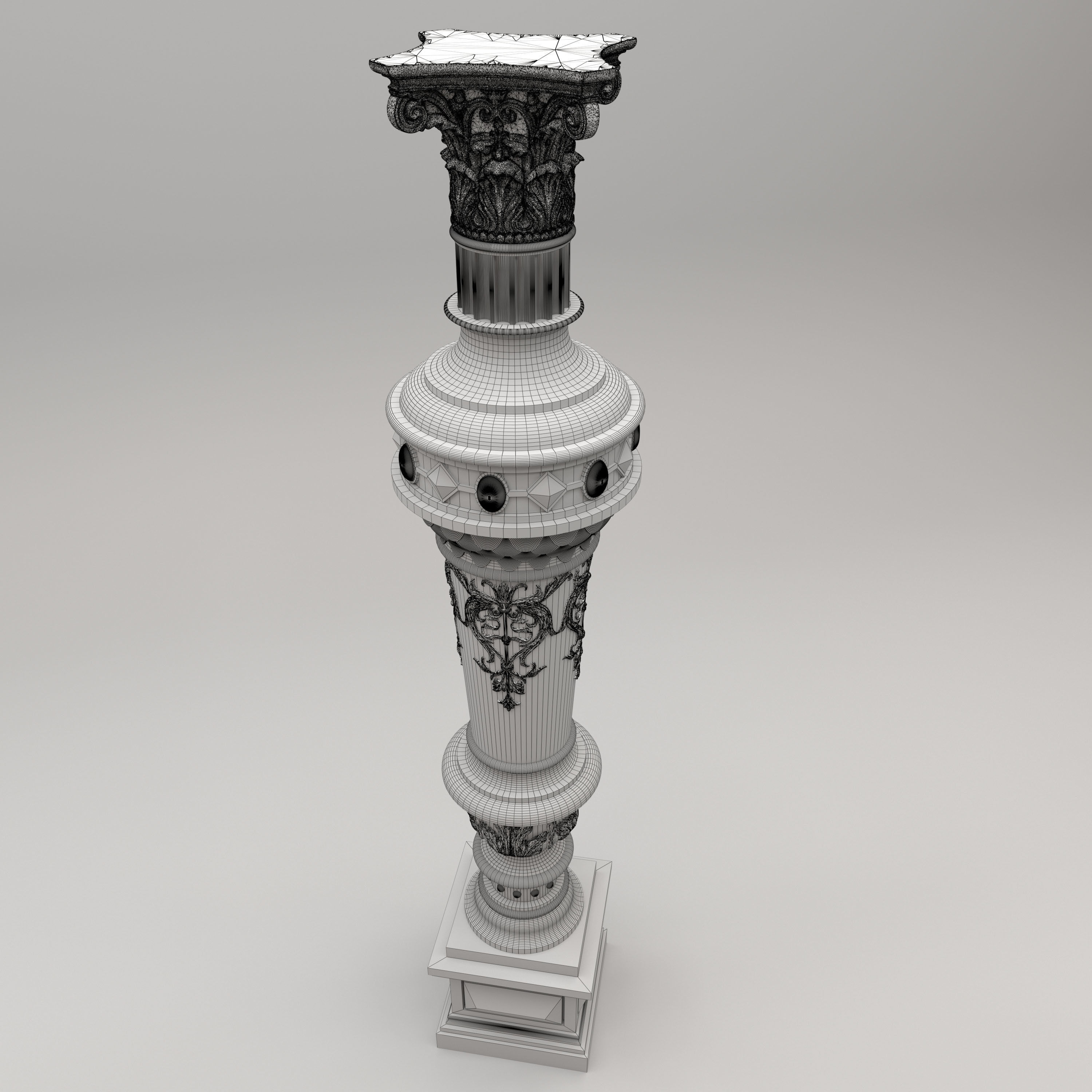Carved Decorative Column 3D model_5