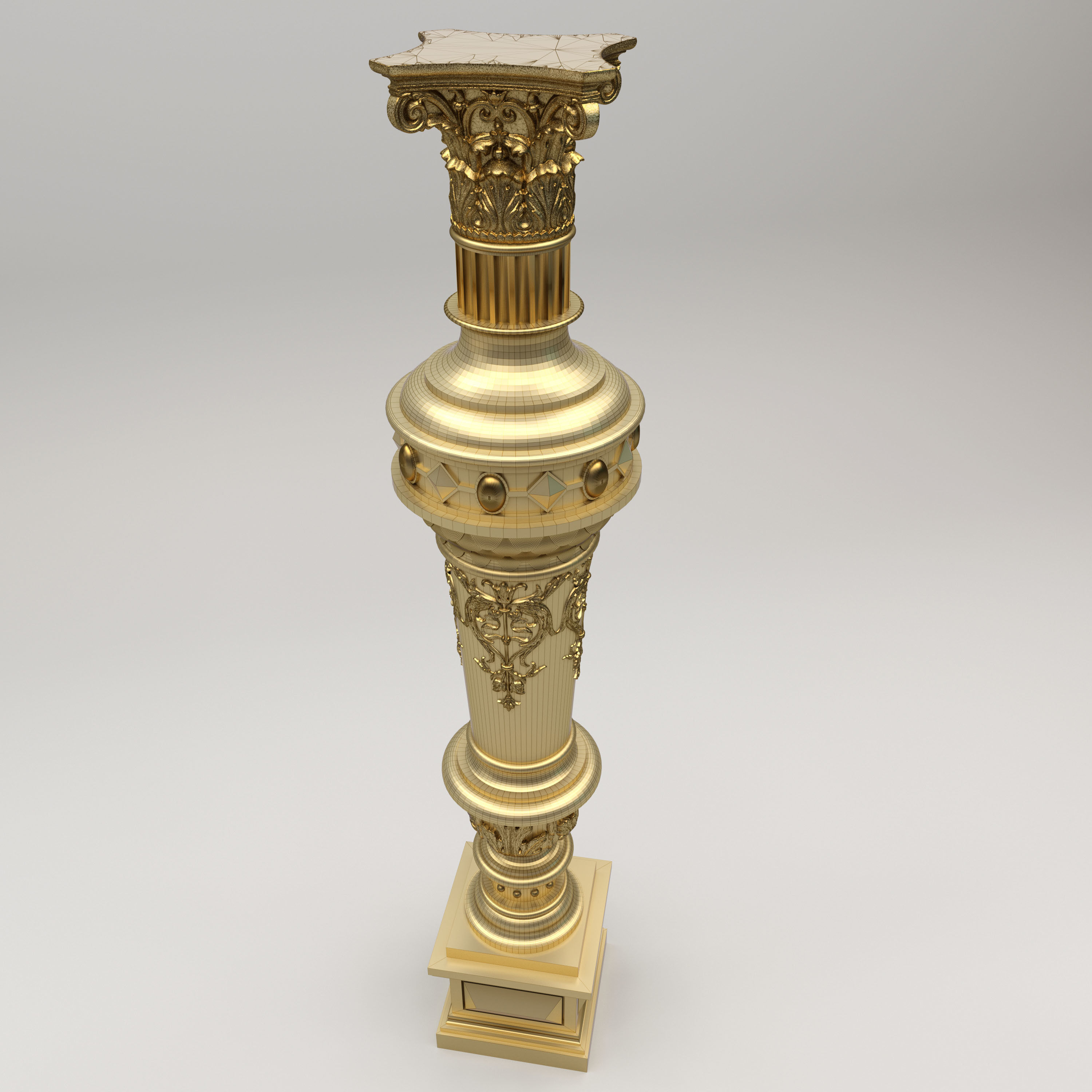 Carved Decorative Column 3D model_2
