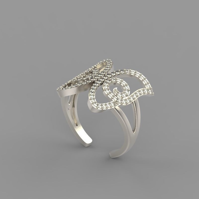 Women Ring butterfly 3dm stl vintage 3D print model_3