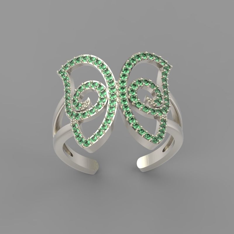 Women Ring butterfly 3dm stl vintage 3D print model_12