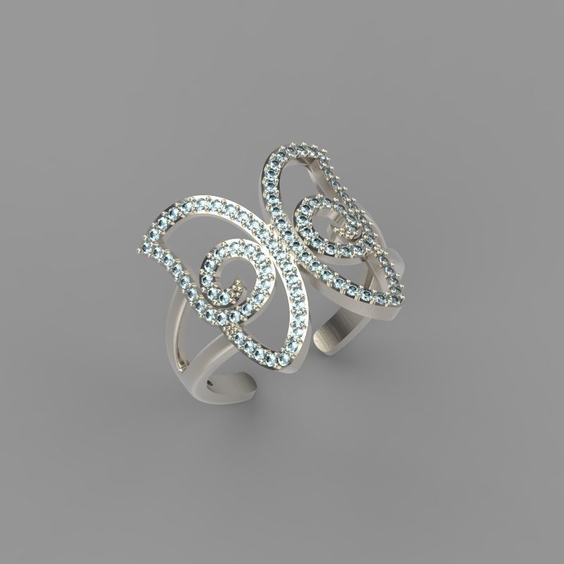 Women Ring butterfly 3dm stl vintage 3D print model_10