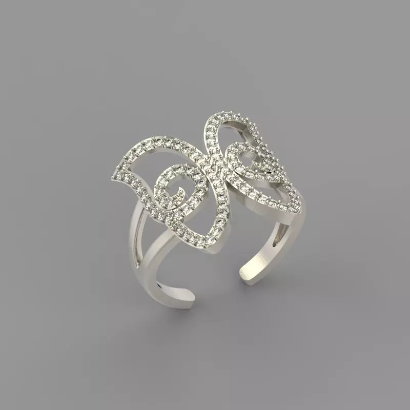 Women Ring butterfly 3dm stl vintage 3D print model_0