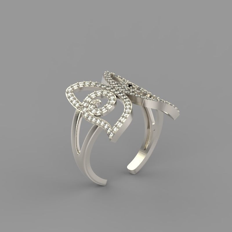 Women Ring butterfly 3dm stl vintage 3D print model_7
