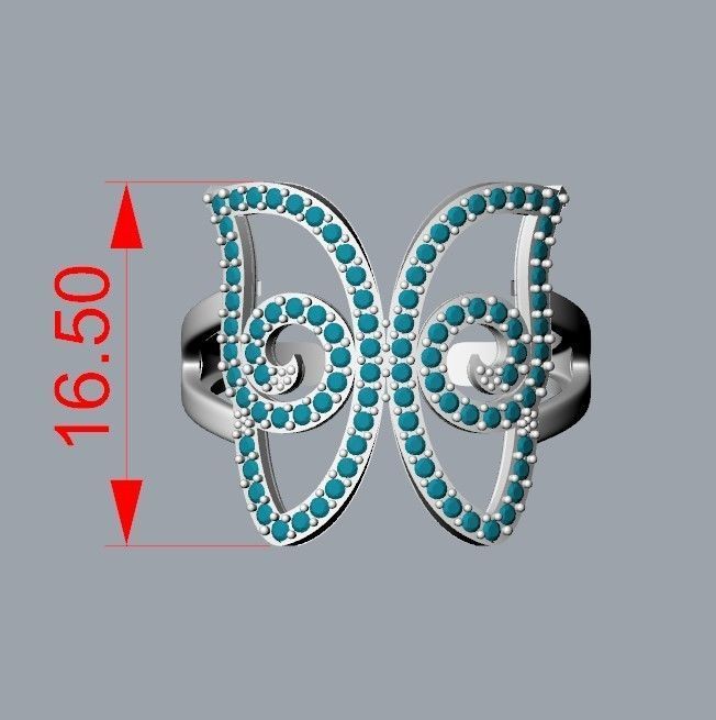 Women Ring butterfly 3dm stl vintage 3D print model_23