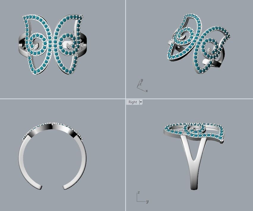 Women Ring butterfly 3dm stl vintage 3D print model_20