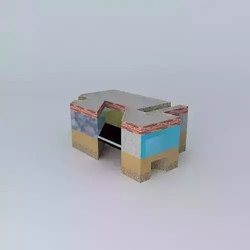 Tunnel 2 coffee table made of wood and concrete