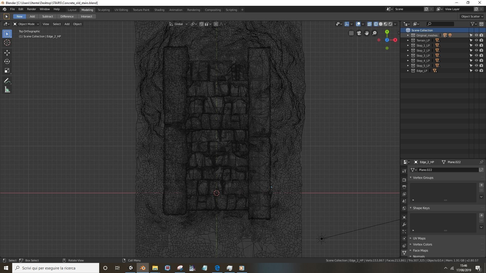 Concrete old stairs Low-poly 3D model_16