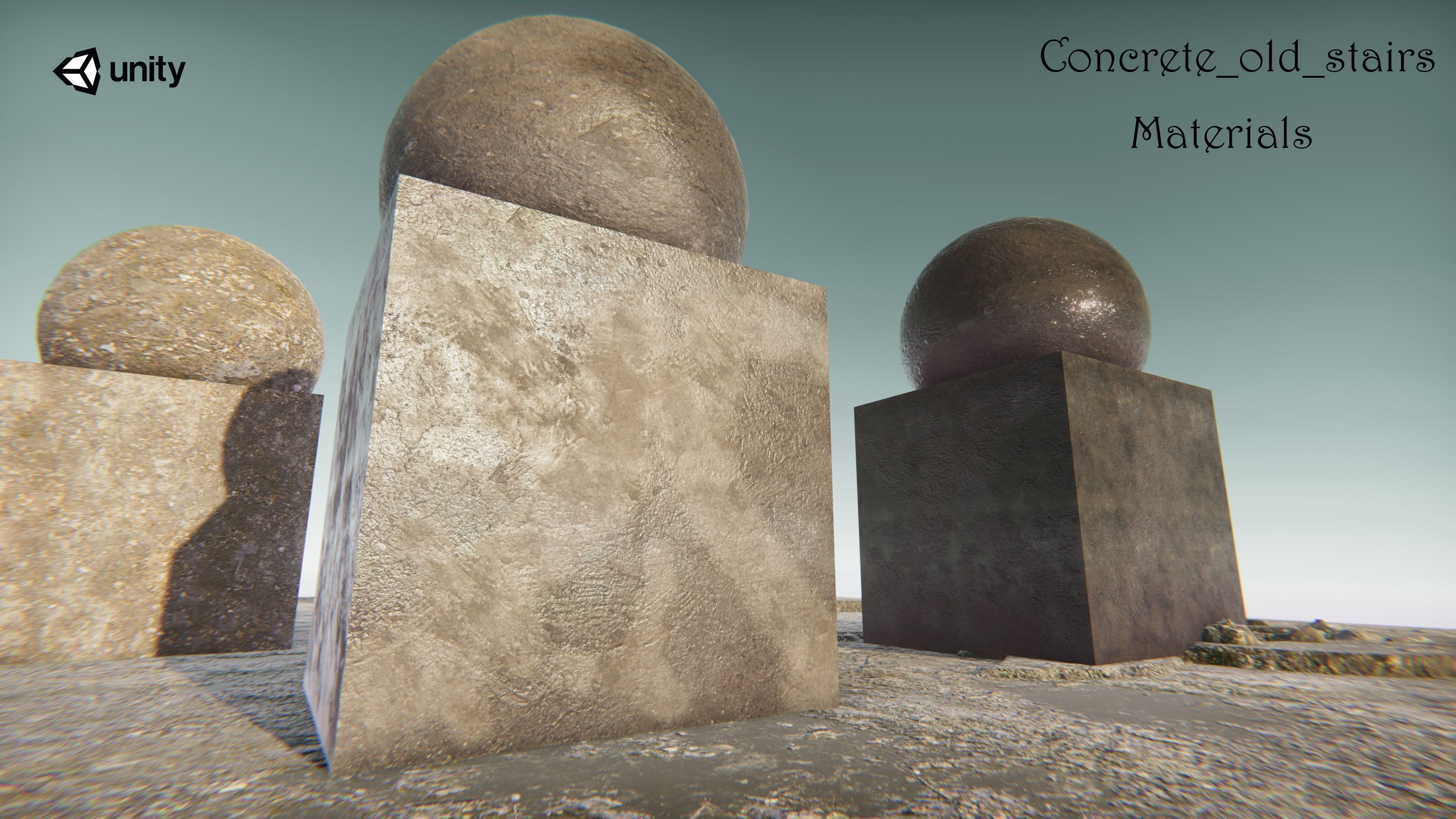 Concrete old stairs Low-poly 3D model_8