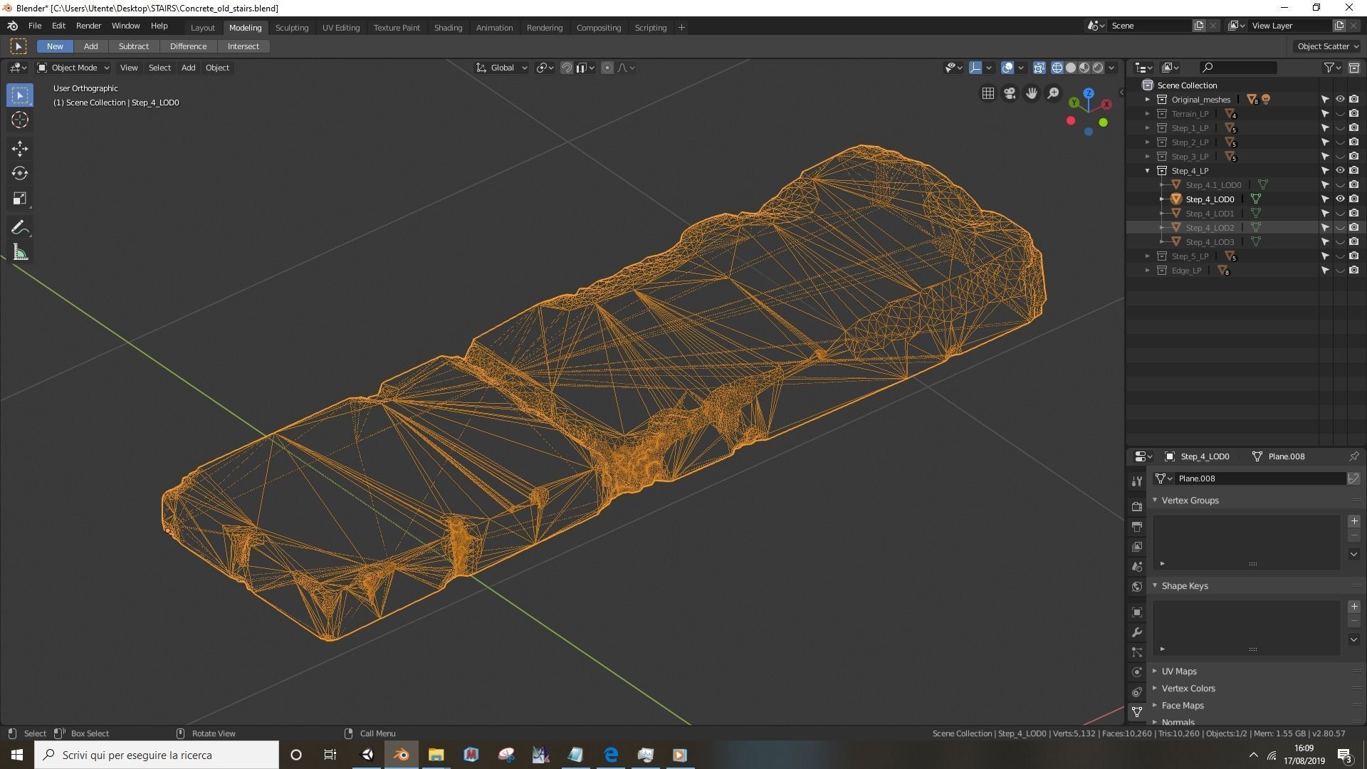 Concrete old stairs Low-poly 3D model_27