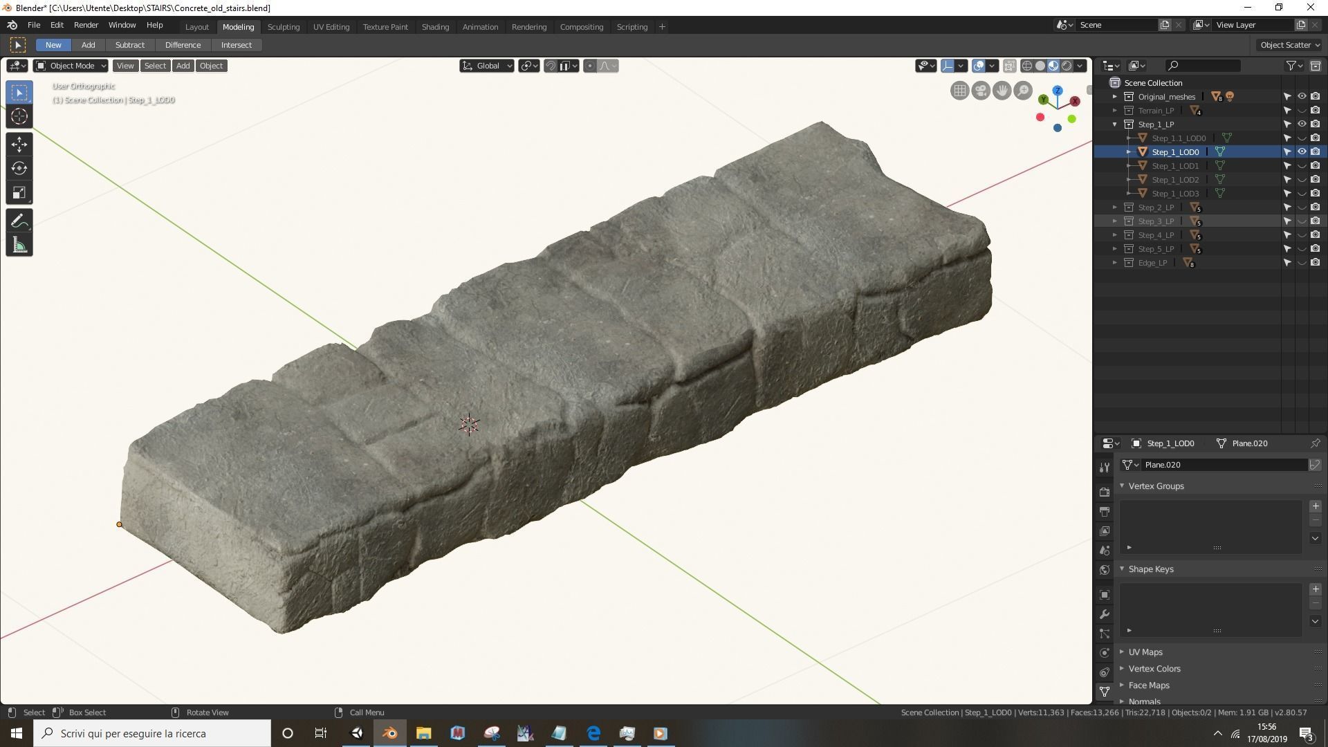 Concrete old stairs Low-poly 3D model_22