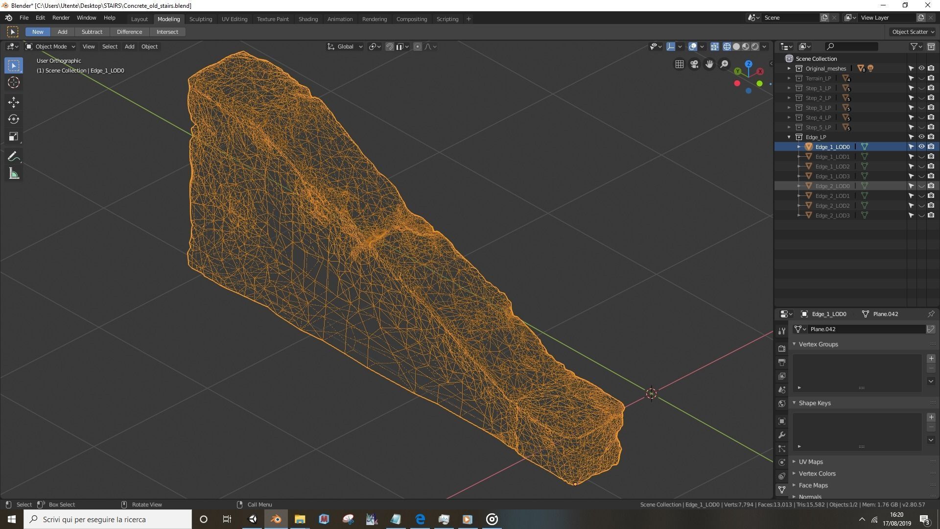 Concrete old stairs Low-poly 3D model_17