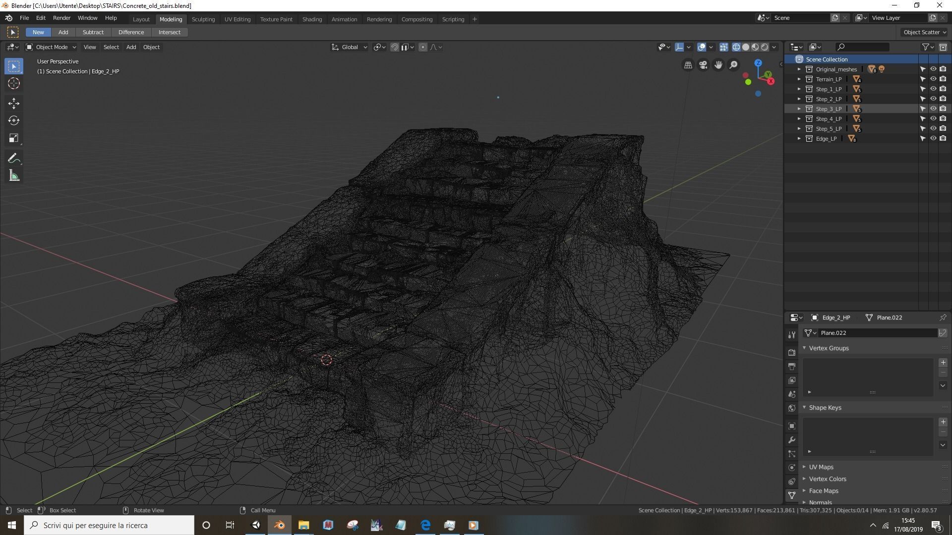 Concrete old stairs Low-poly 3D model_12