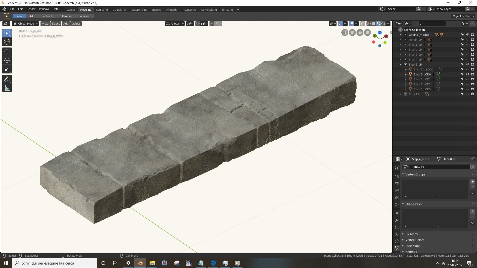 Concrete old stairs Low-poly 3D model_30