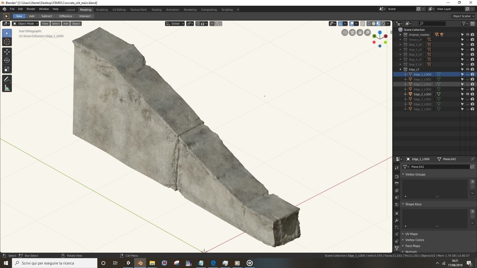 Concrete old stairs Low-poly 3D model_20