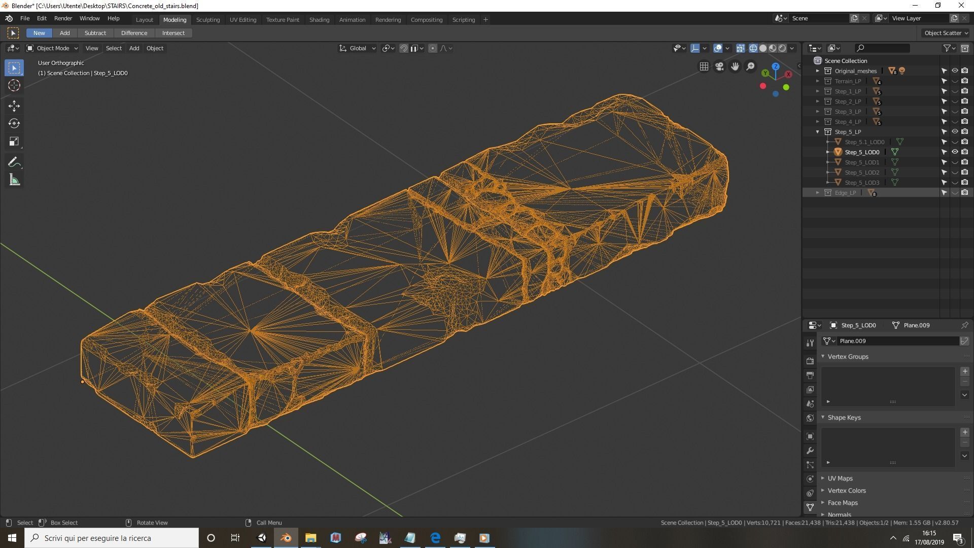 Concrete old stairs Low-poly 3D model_29