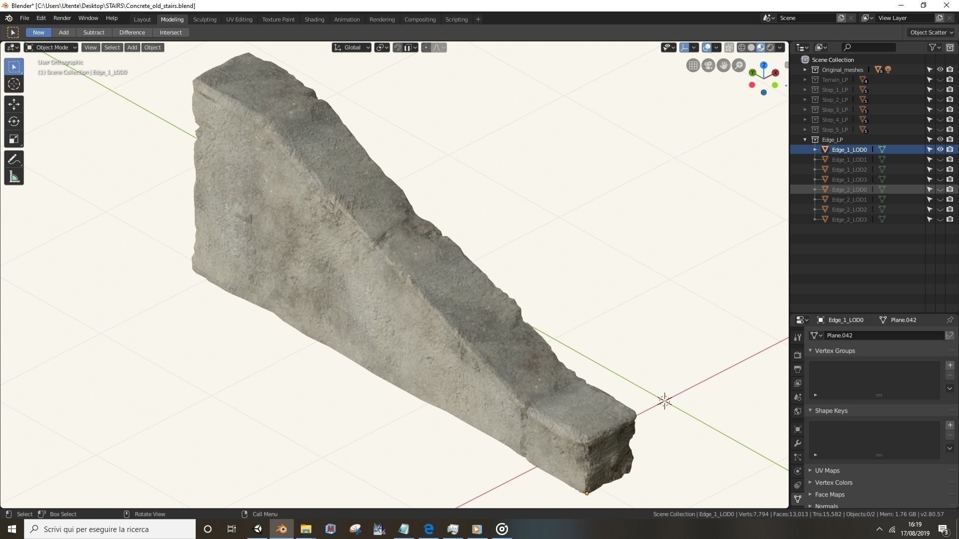 Concrete old stairs Low-poly 3D model_18