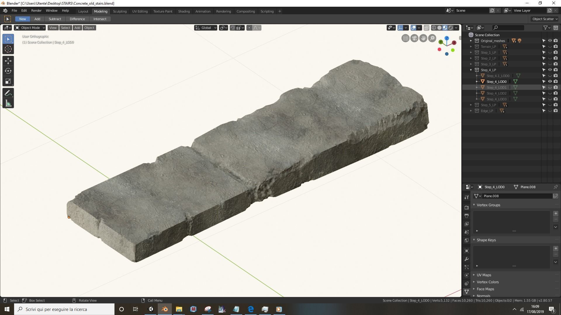 Concrete old stairs Low-poly 3D model_28