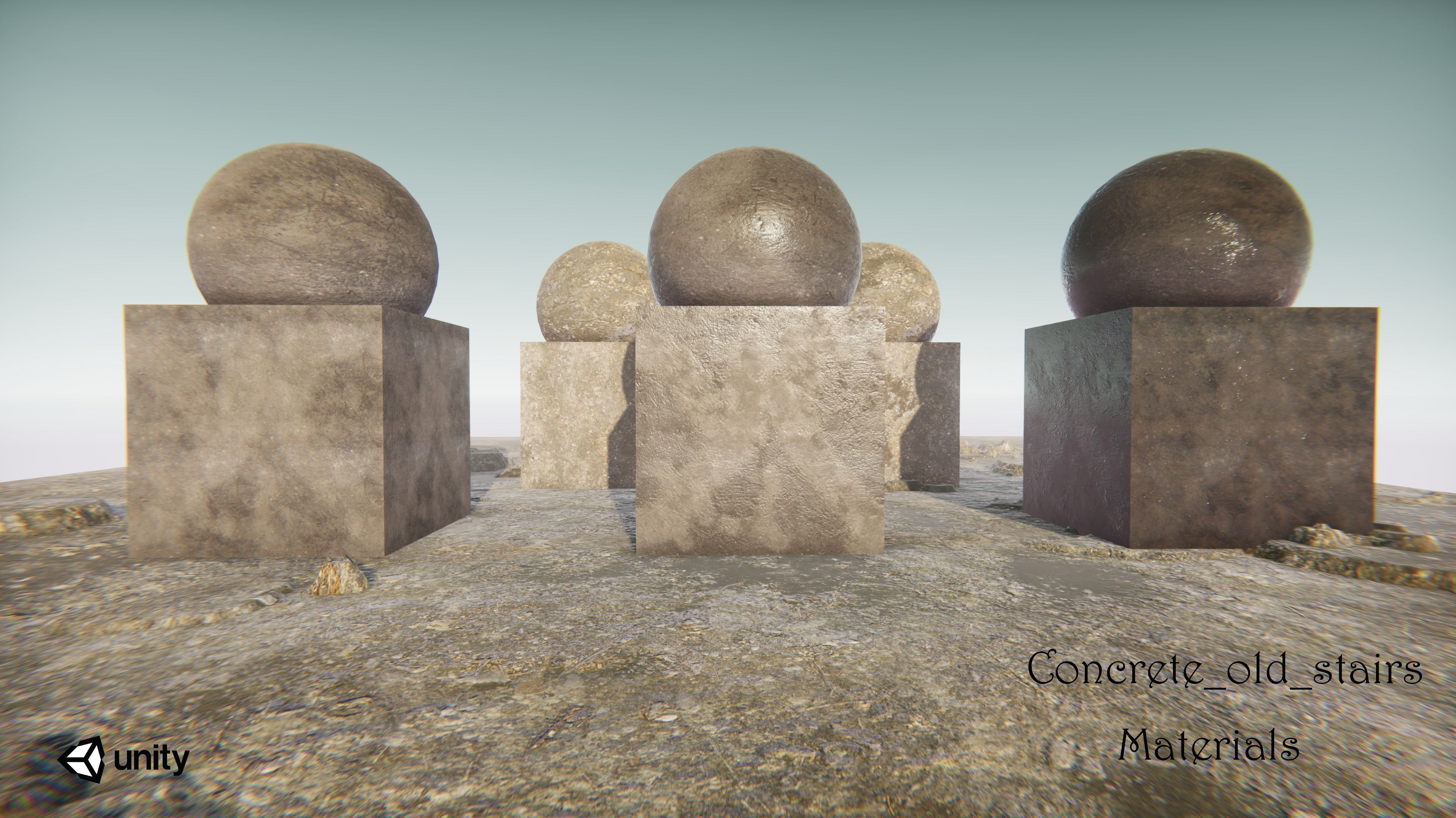 Concrete old stairs Low-poly 3D model_7