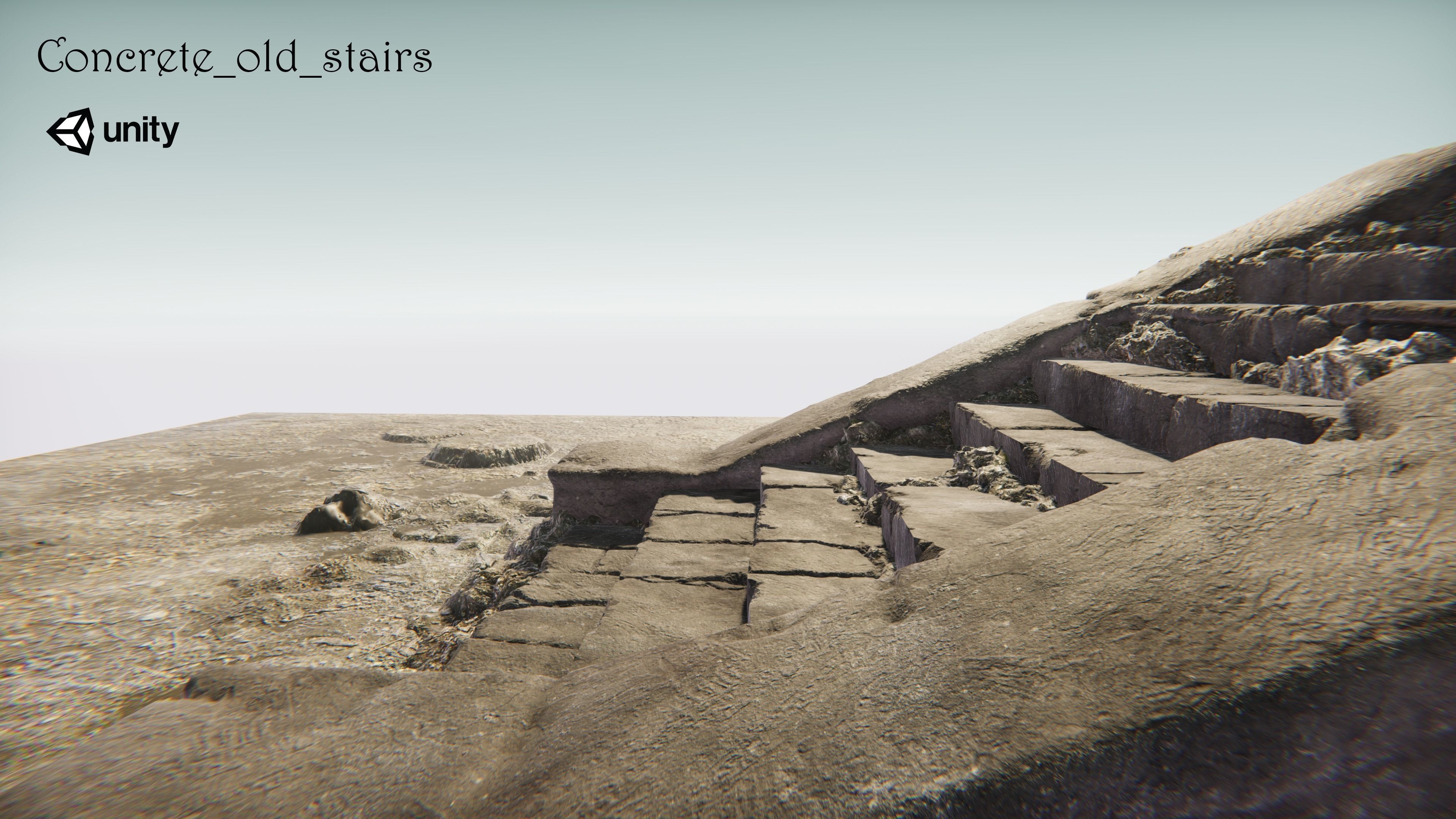 Concrete old stairs Low-poly 3D model_4