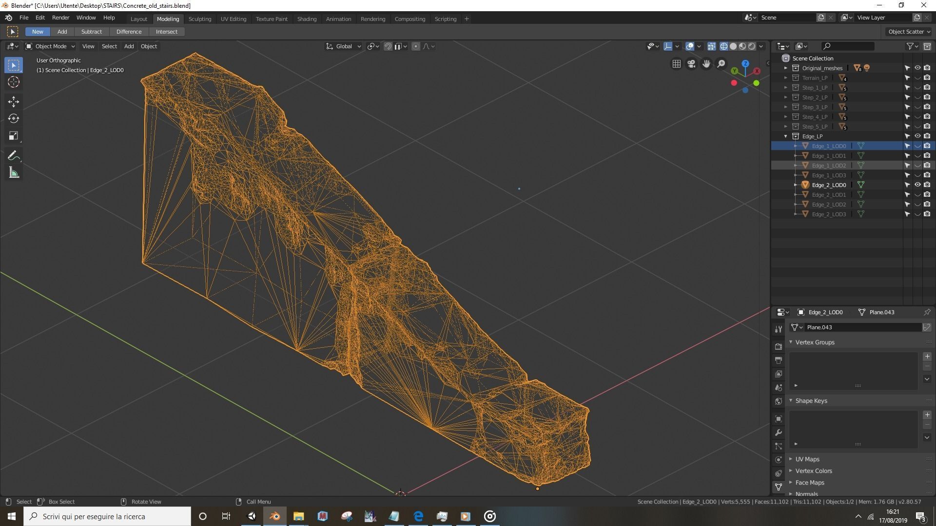 Concrete old stairs Low-poly 3D model_19