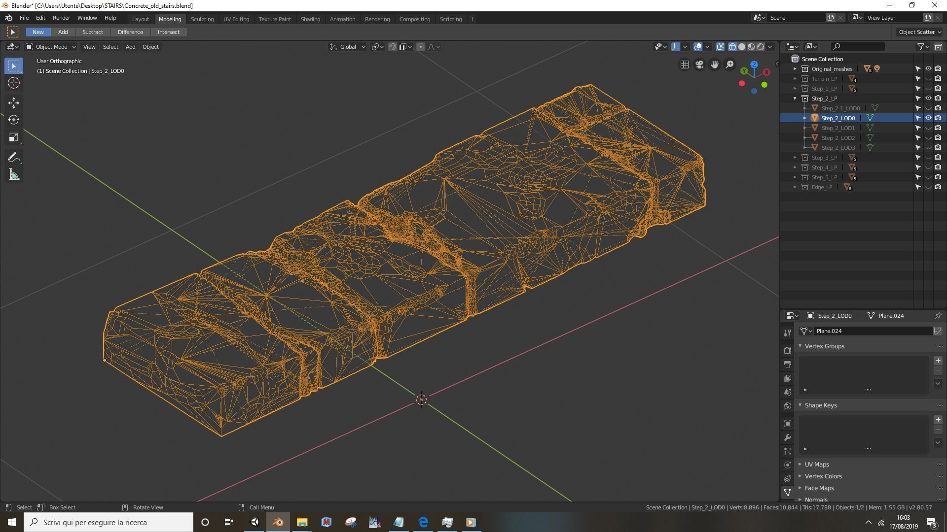 Concrete old stairs Low-poly 3D model_23