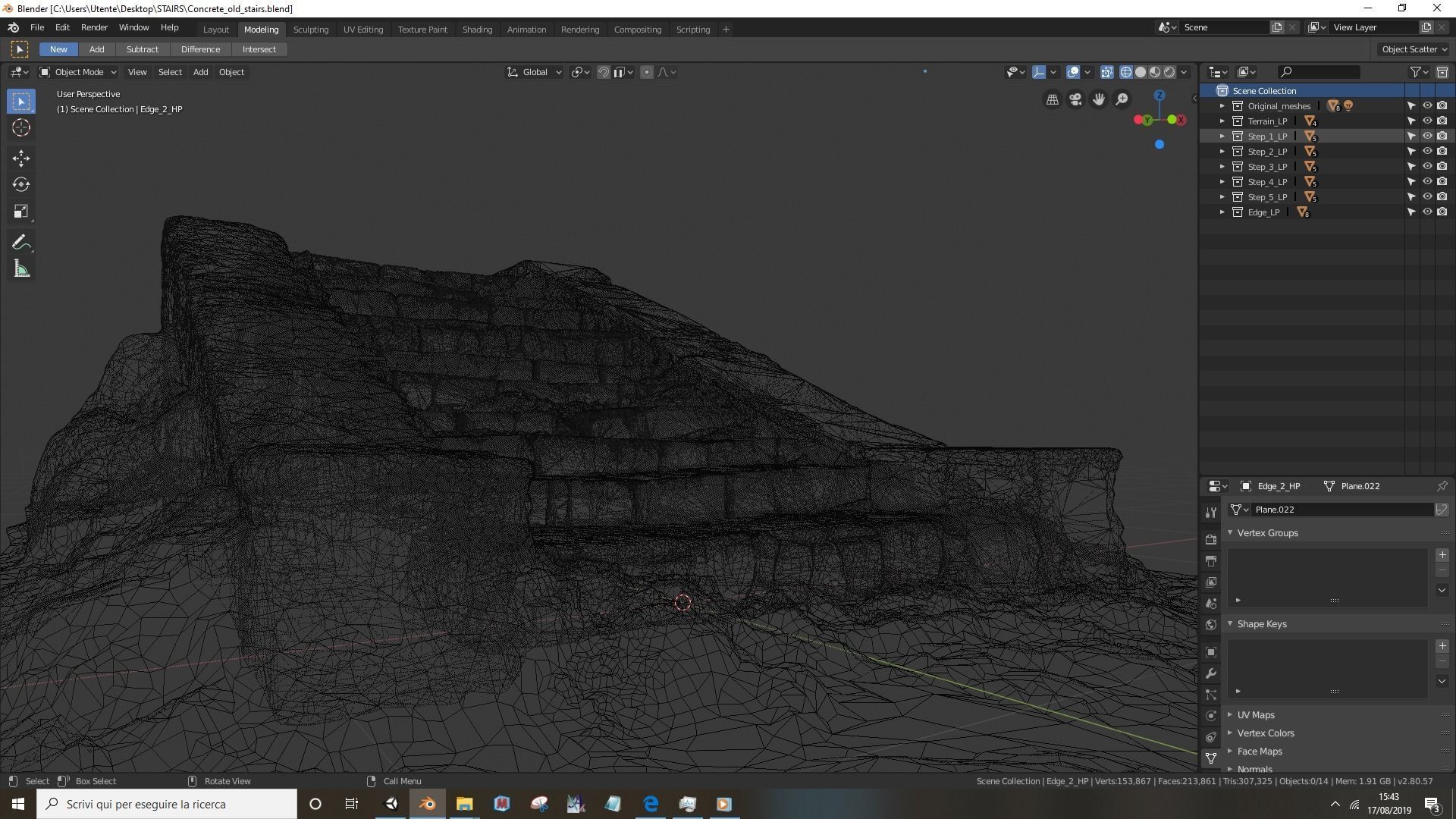 Concrete old stairs Low-poly 3D model_14