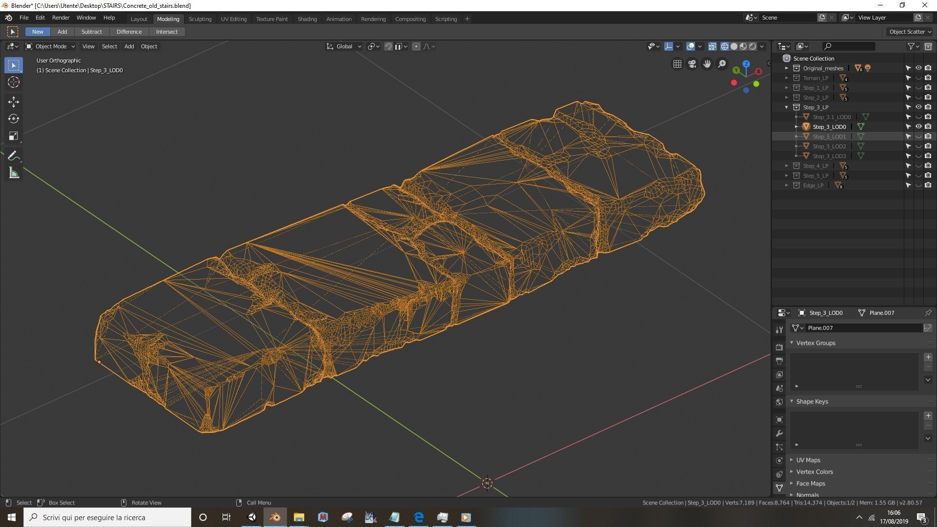 Concrete old stairs Low-poly 3D model_25