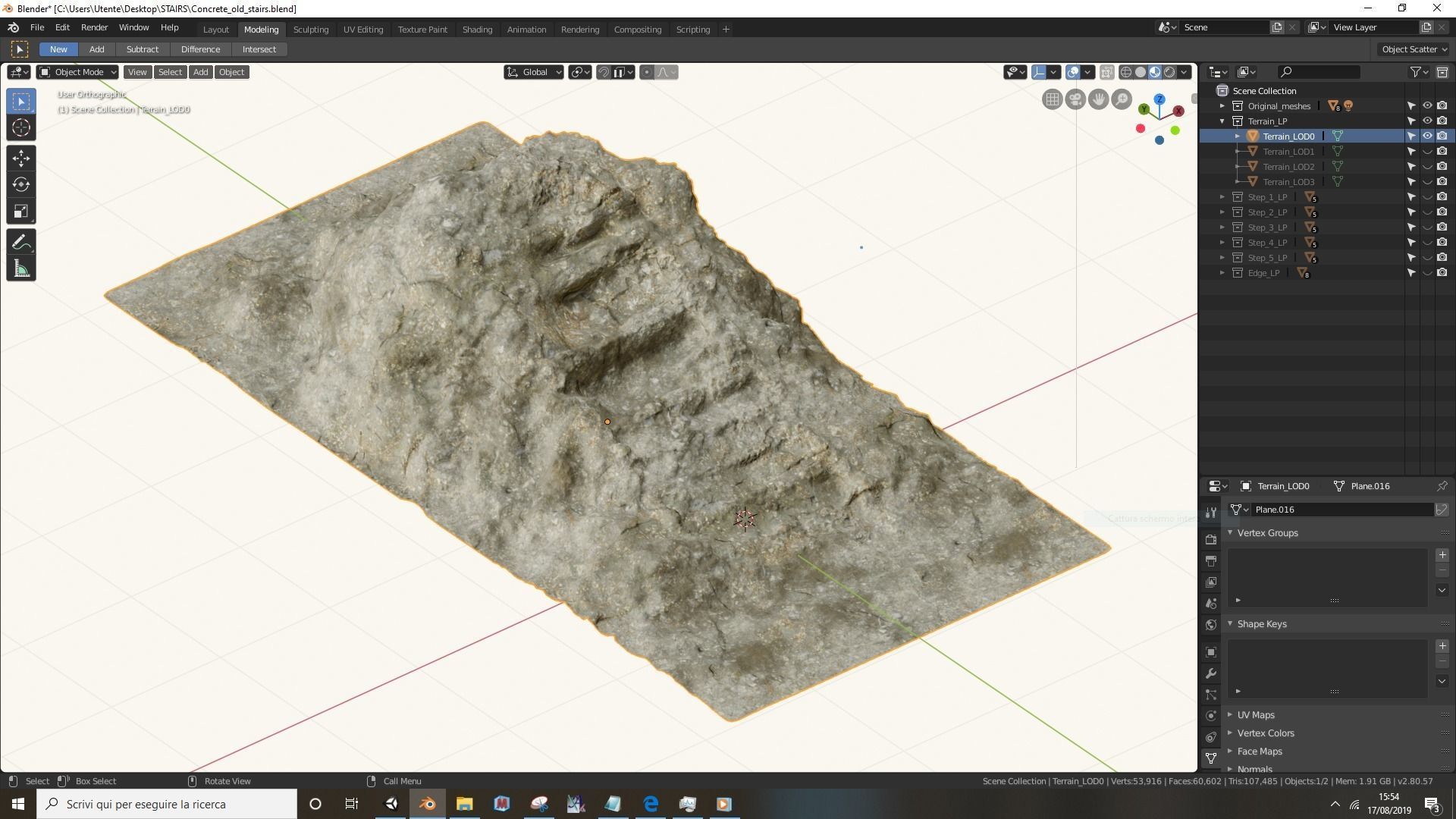 Concrete old stairs Low-poly 3D model_32