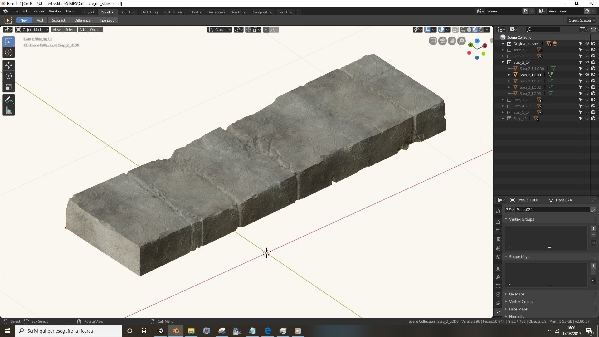 Concrete old stairs Low-poly 3D model_24