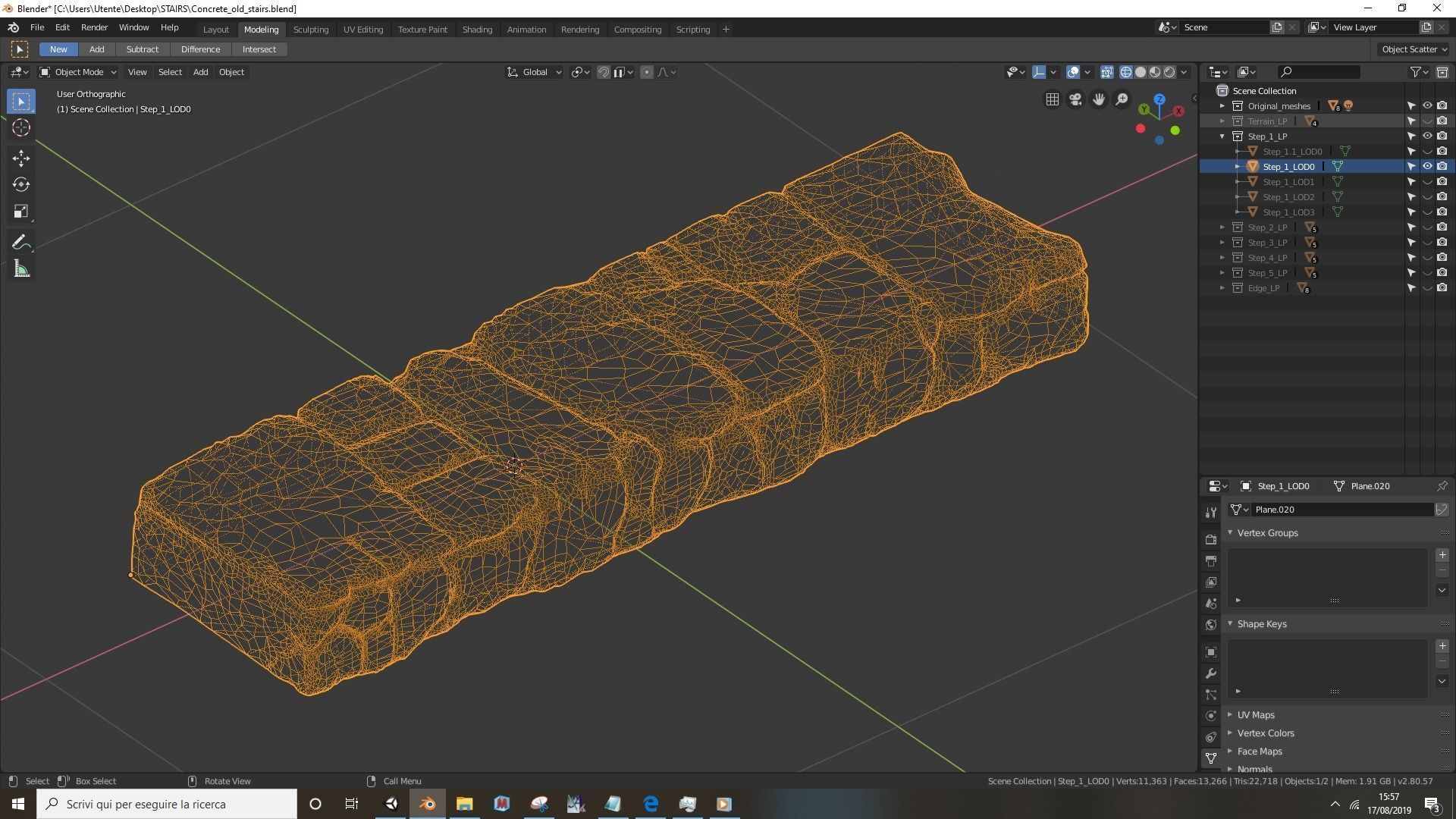 Concrete old stairs Low-poly 3D model_21