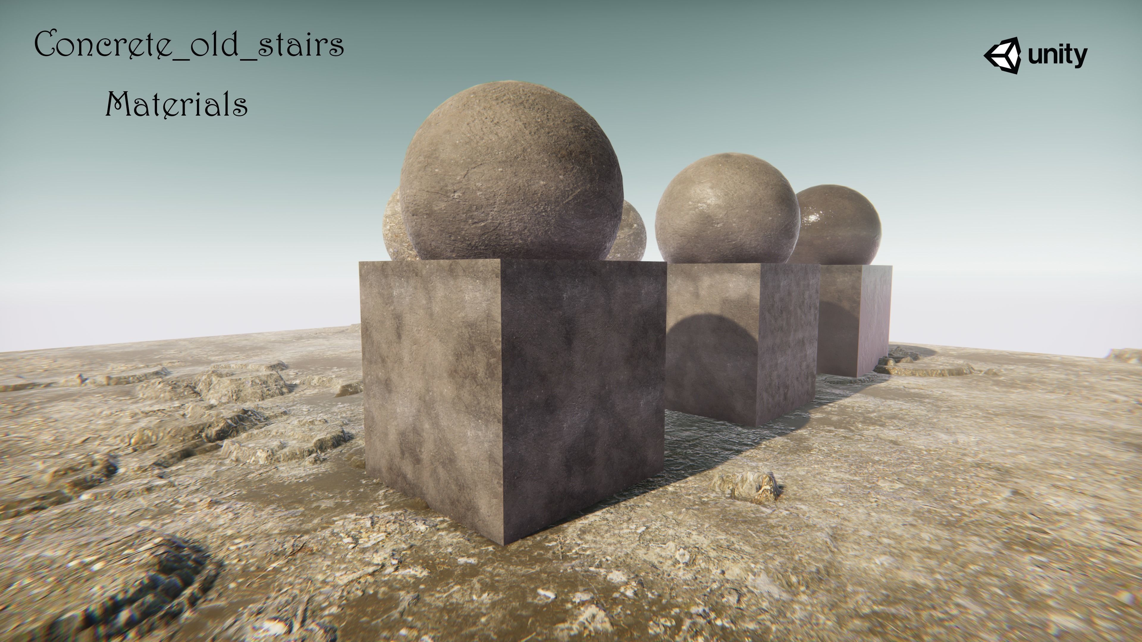 Concrete old stairs Low-poly 3D model_9