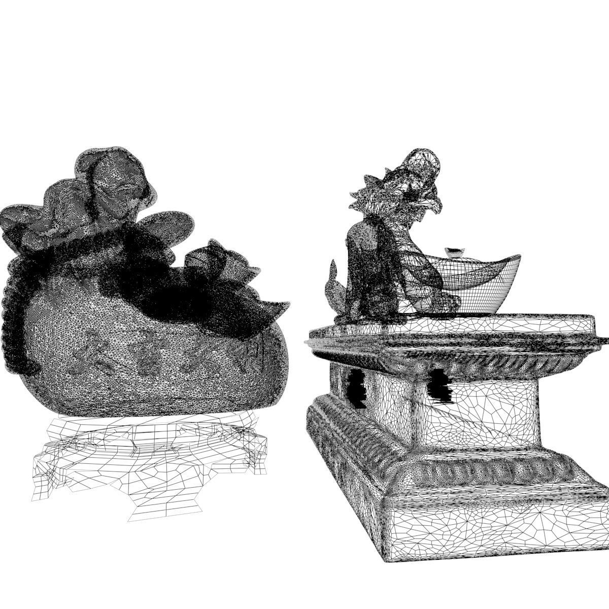 Chinese money bag with yuanbao and dragon 3D model_5