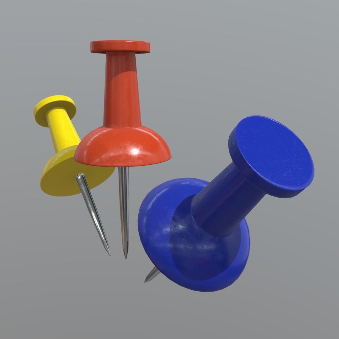 Thumb Tack Low-poly 3D model_2