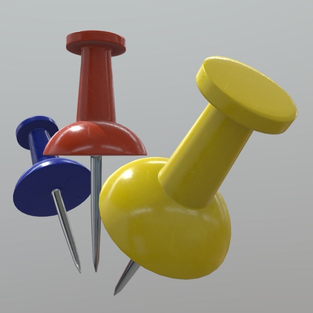 Thumb Tack Low-poly 3D model_6