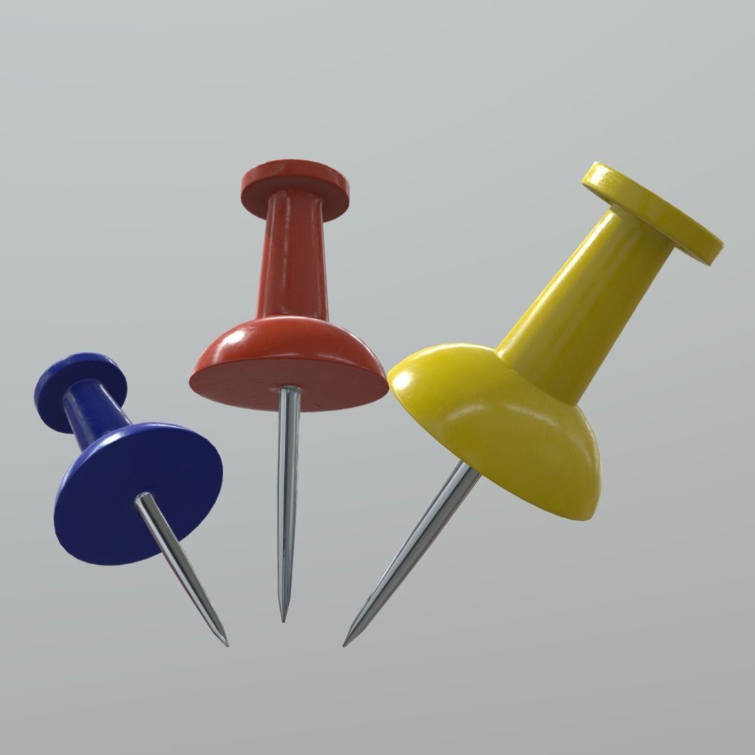 Thumb Tack Low-poly 3D model_5