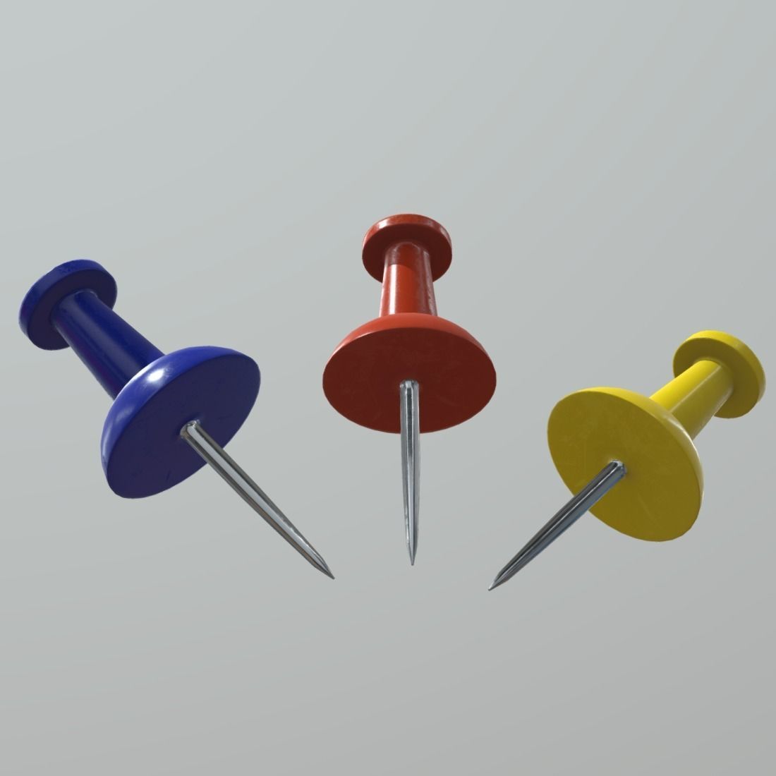 Thumb Tack Low-poly 3D model_4