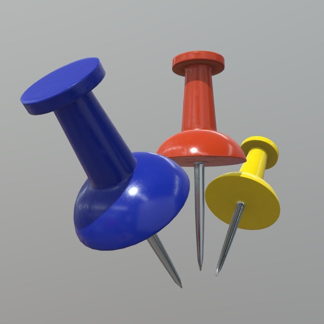 Thumb Tack Low-poly 3D model_3