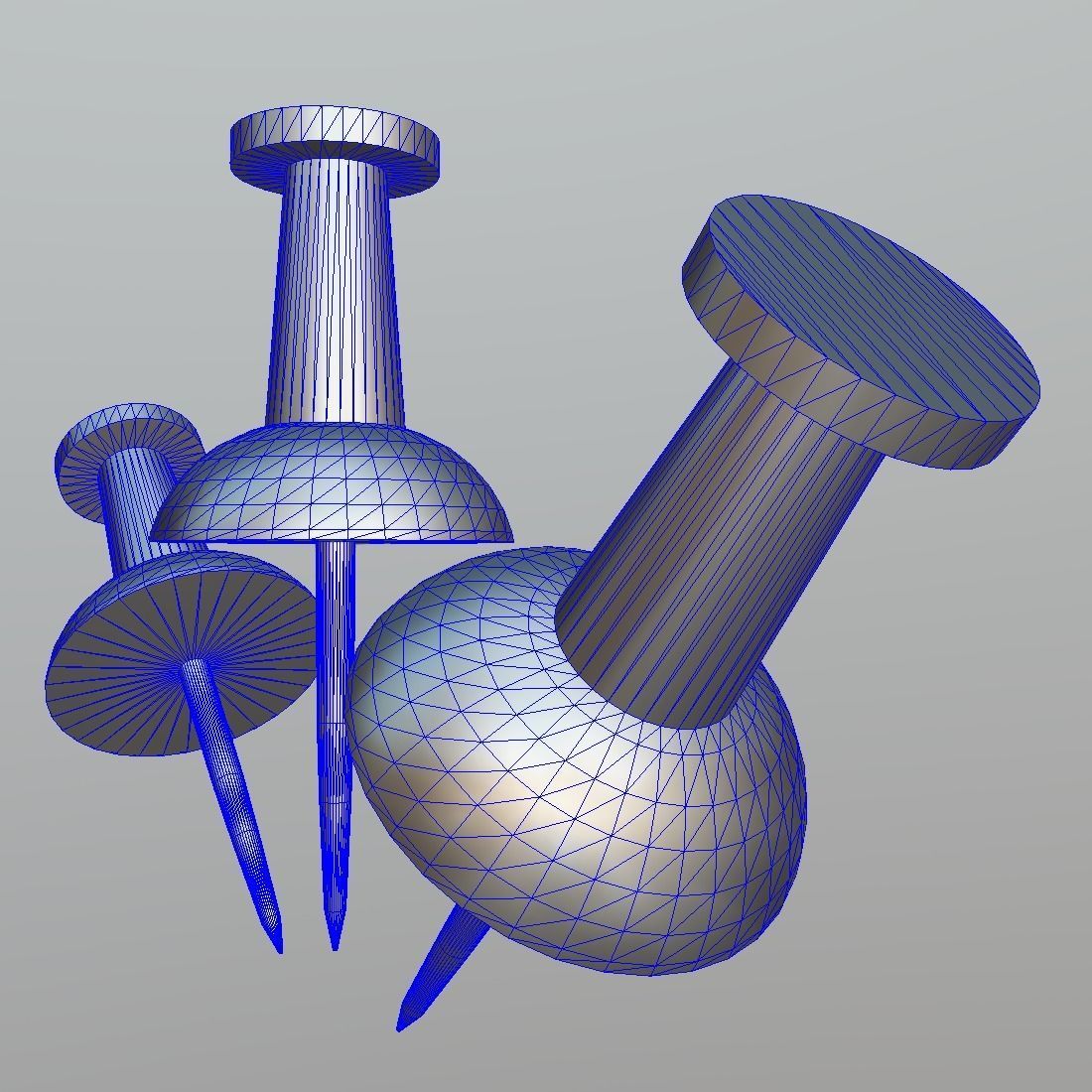 Thumb Tack Low-poly 3D model_7