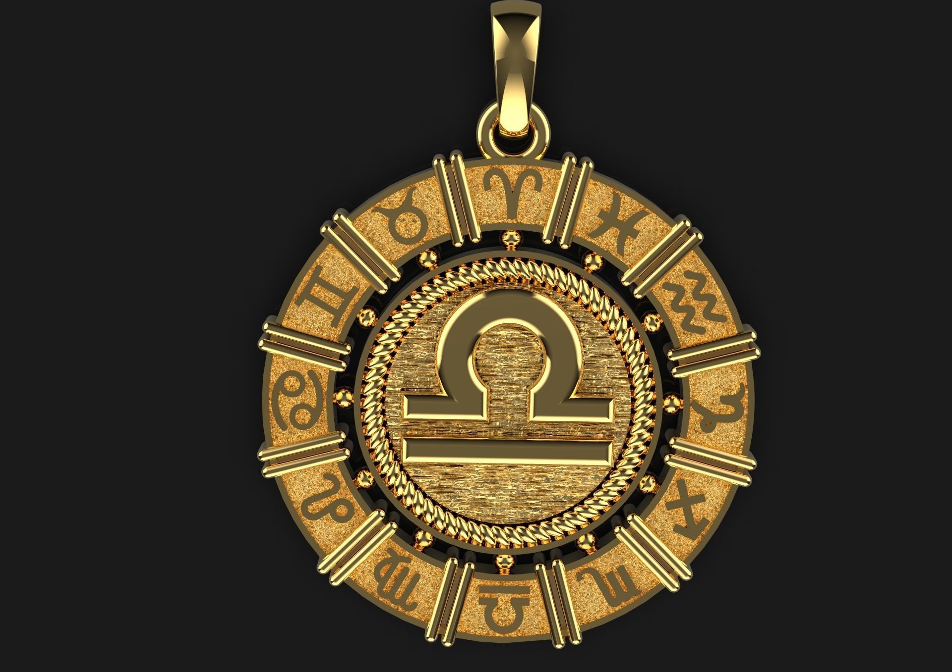 Pendant with the zodiacs 3D print model_1